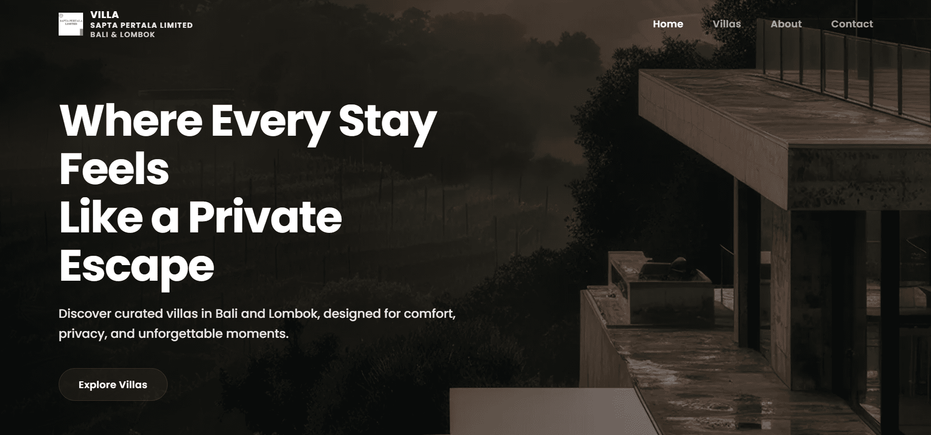 Website villa profesional - Sapta Pertala